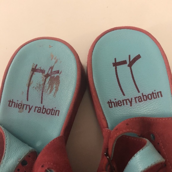 Thierry Rabotin 39 Pink Shoe Suede Low heel Sling Back Adjustable Laser cut - Picture 8 of 8